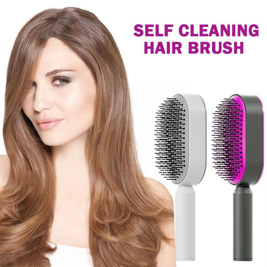 Self-Cleaning Hair Brush  Self Cleaning Hair Brush For Women Massage Scalp Promote Blood Circulation Anti Hair Loss