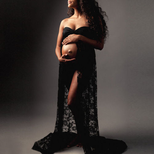 Lace long maternity dress