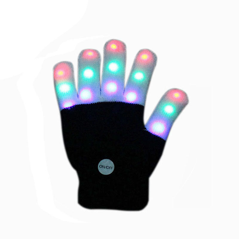 Gants à doigts à diodes clignotantes colorées,