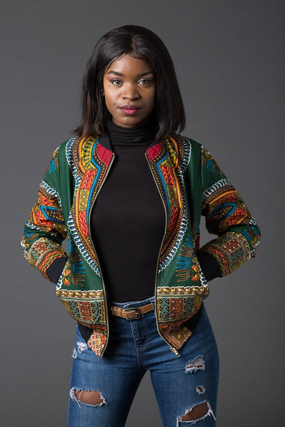Manteau court imprimé africain pour femmes
