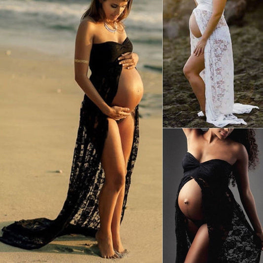 Lace long maternity dress