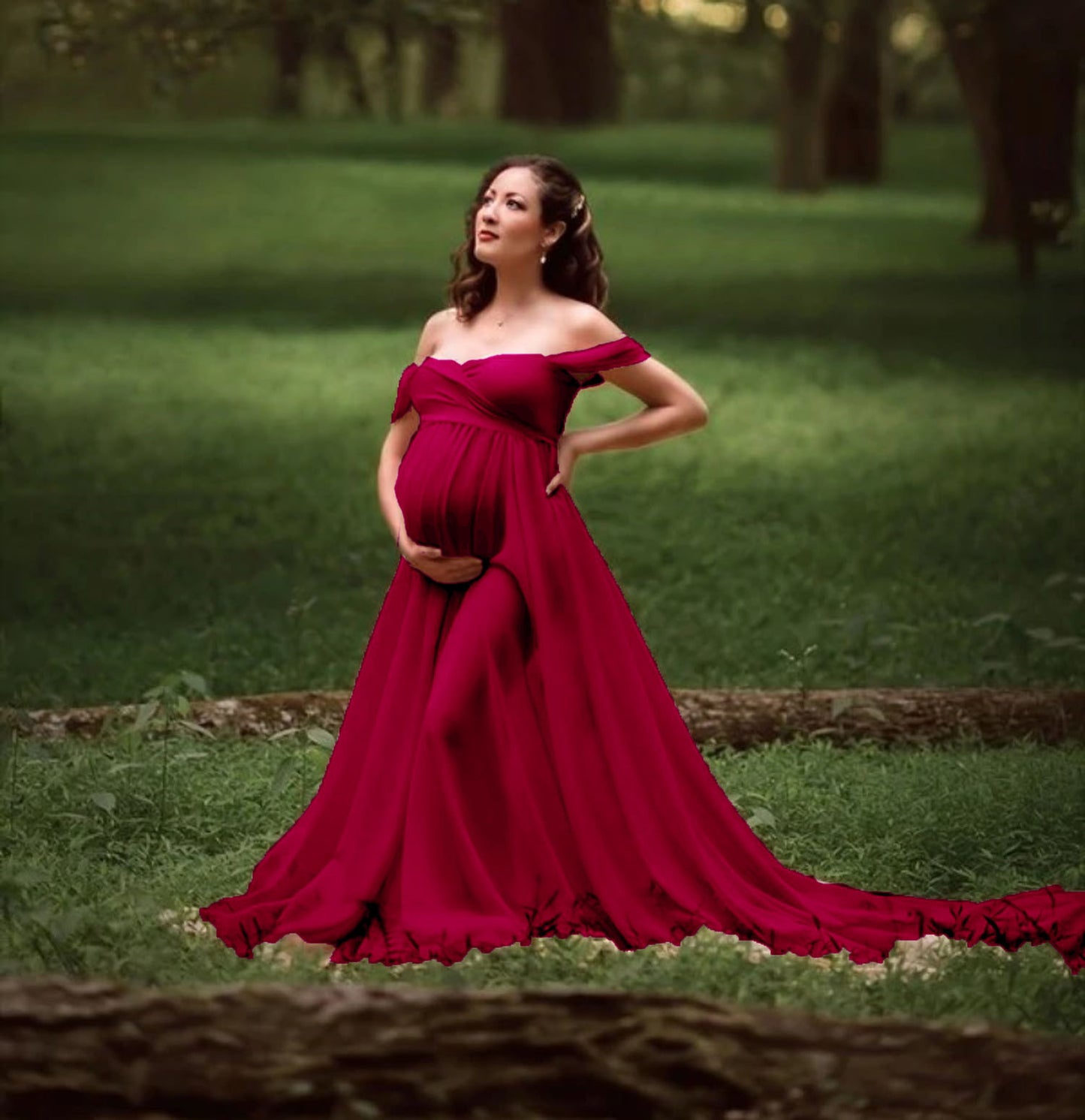Pregnant Women Fluttering Tail Sleeve Long Dress