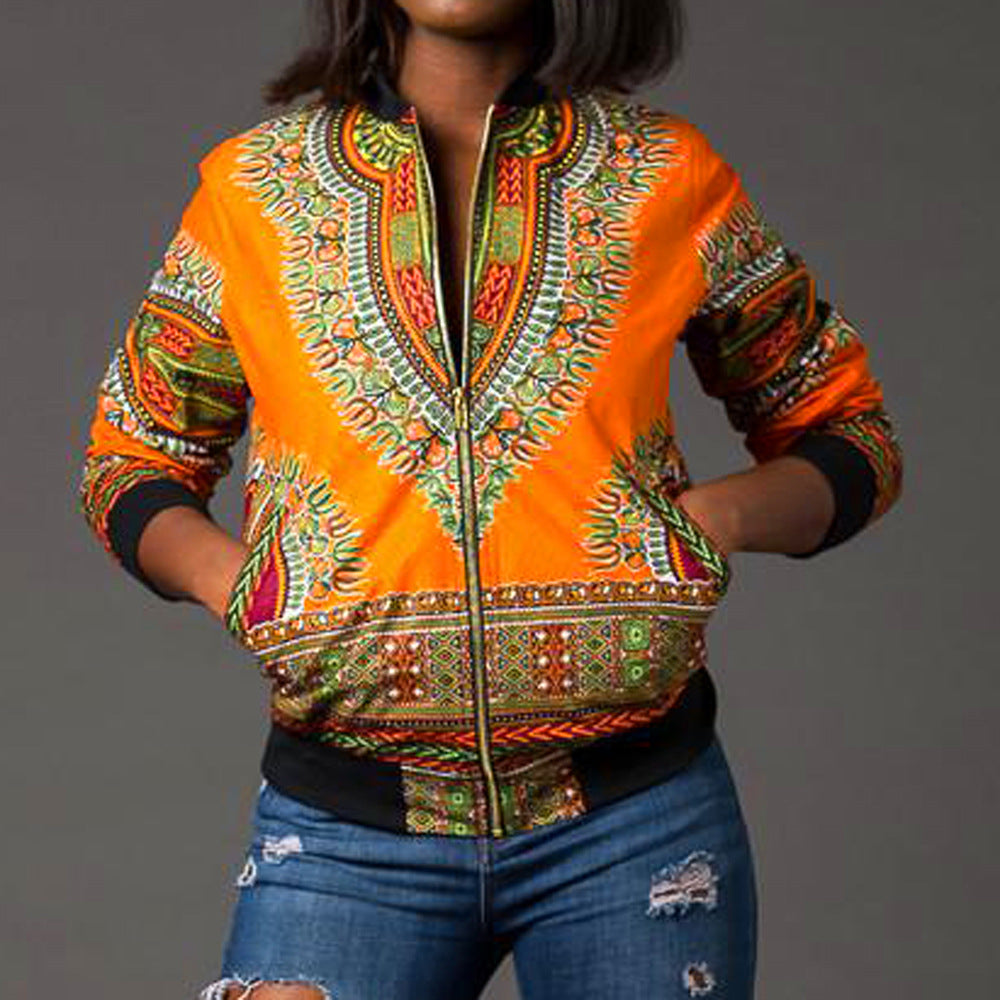 Manteau court imprimé africain pour femmes